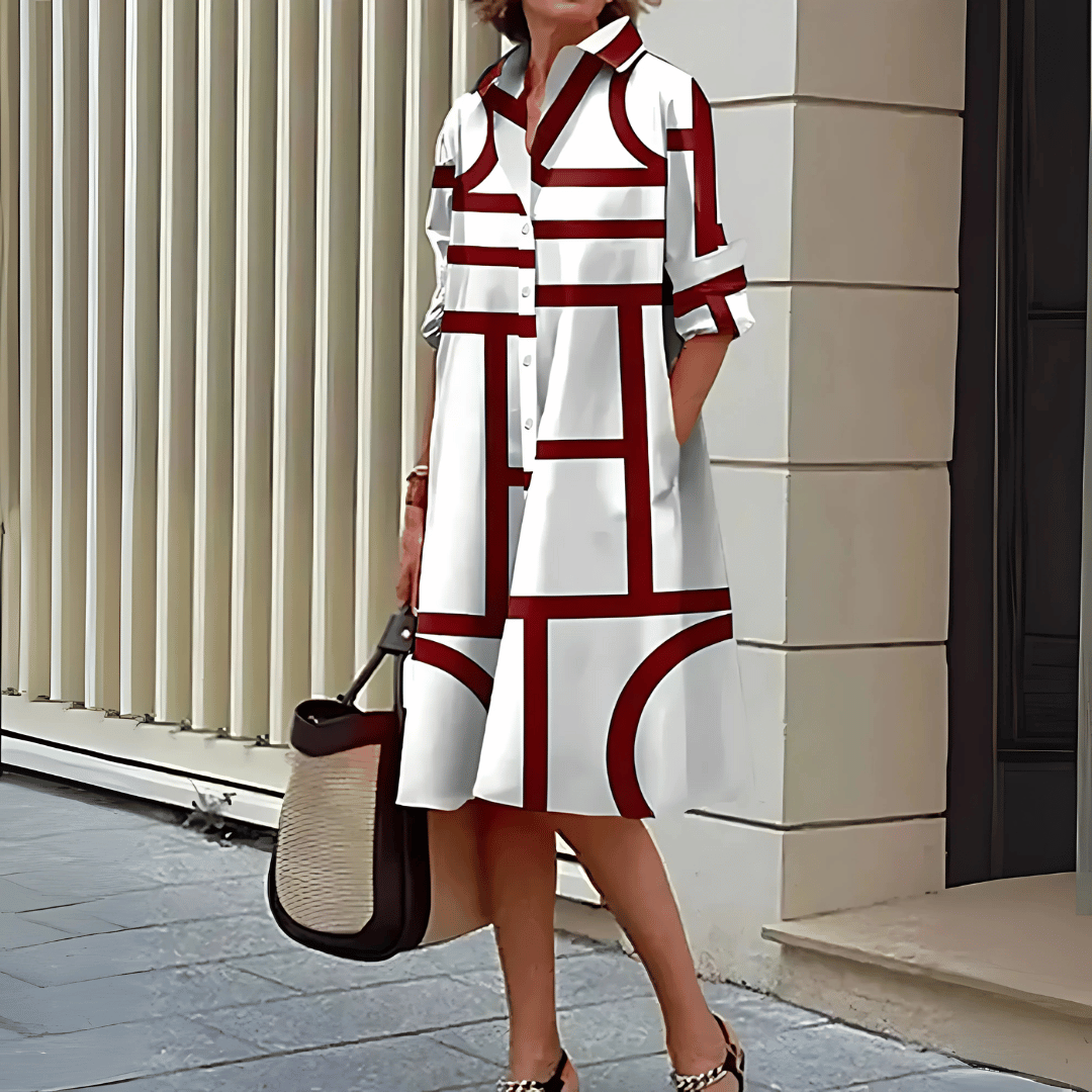 Hemdblusenkleid mit geometrischem Print für Damen
