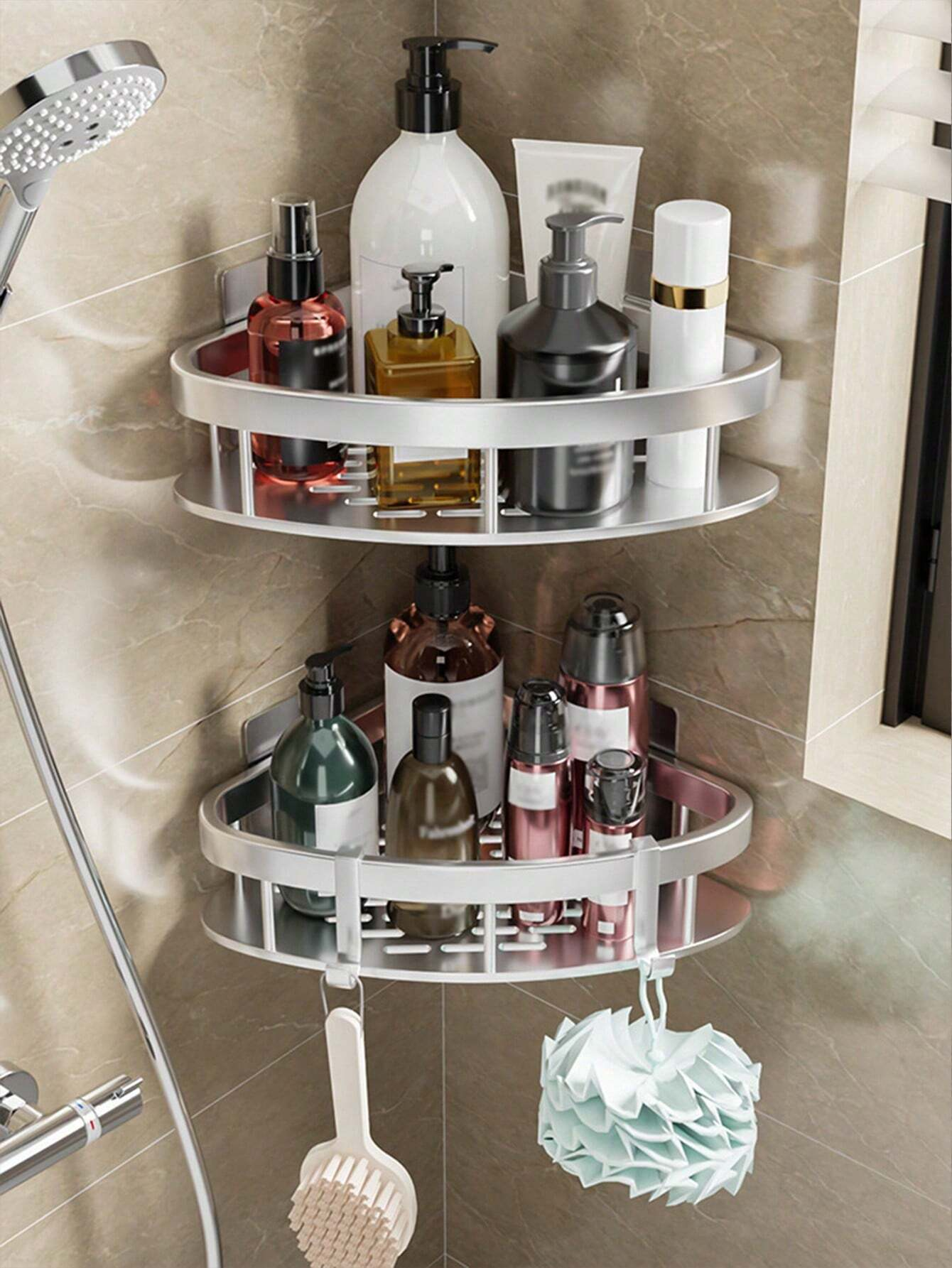 Modernes Duschregal aus Aluminium mit Selbstklebe