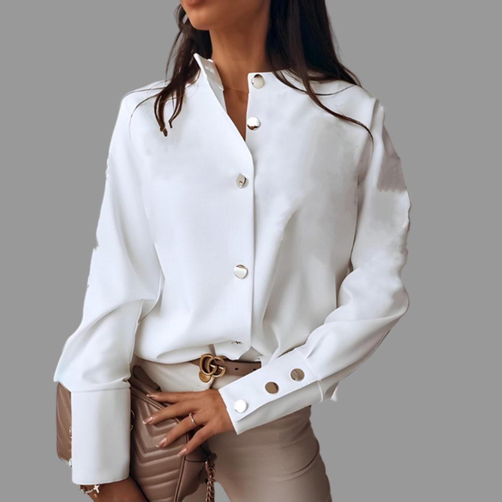 Kvinners puffeskjorte med knapper – Uformelt lag til hverdagsbruk