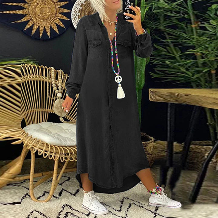 Spijkerjurk mit langen Ärmeln