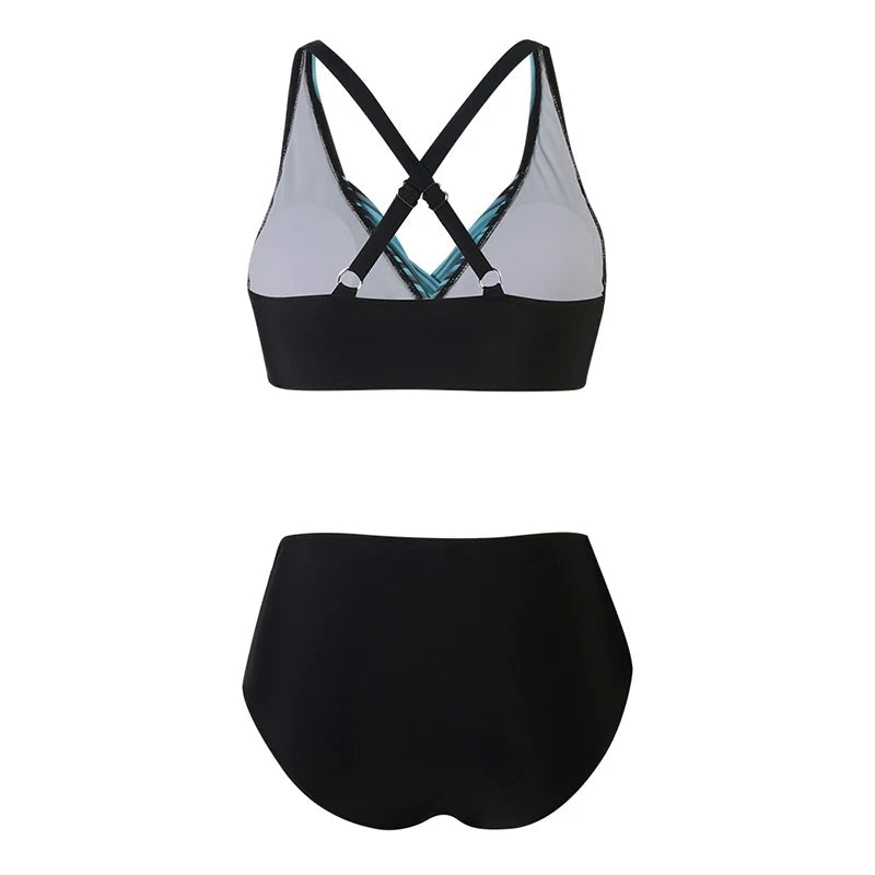 High Waist Bikini Set mit Stilvollem Print
