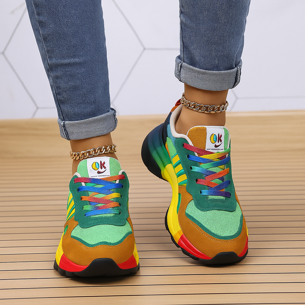 Bunte lässige Plateau-Sneaker