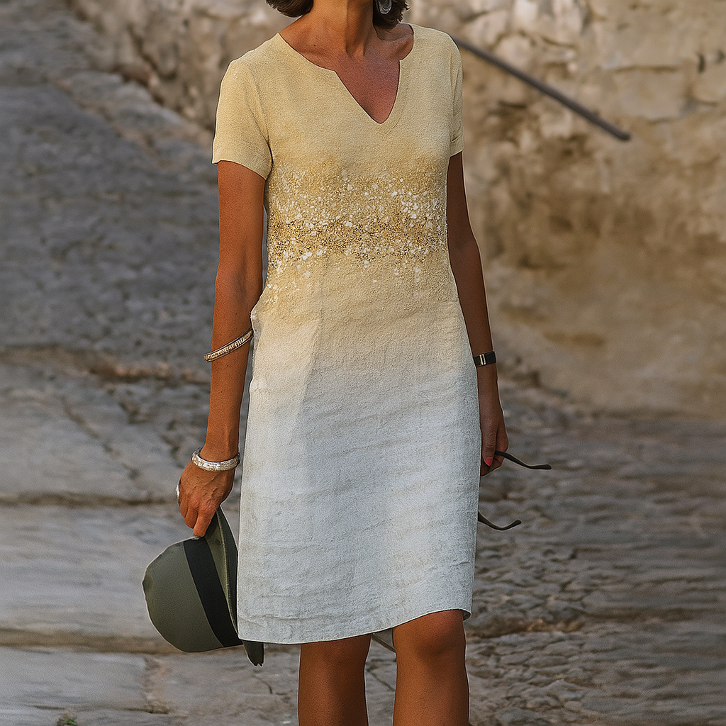 Lässiges Damenkleid mit V-Ausschnitt