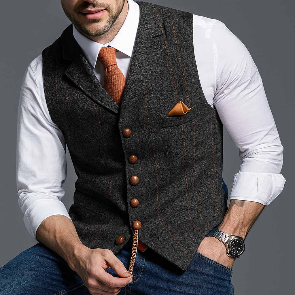 Klassische formelle Weste mit Revers und Knopfverschluss