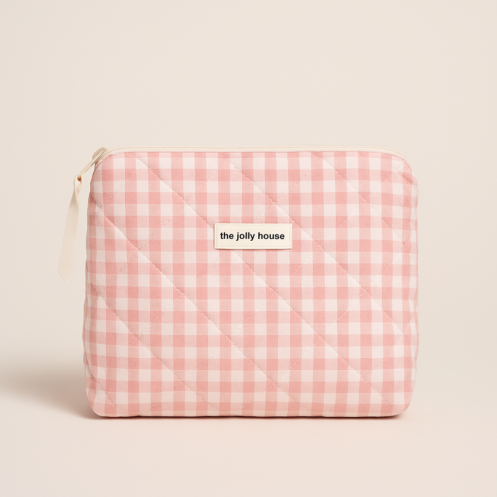 Karierter, gesteppter Kosmetik-Organizer