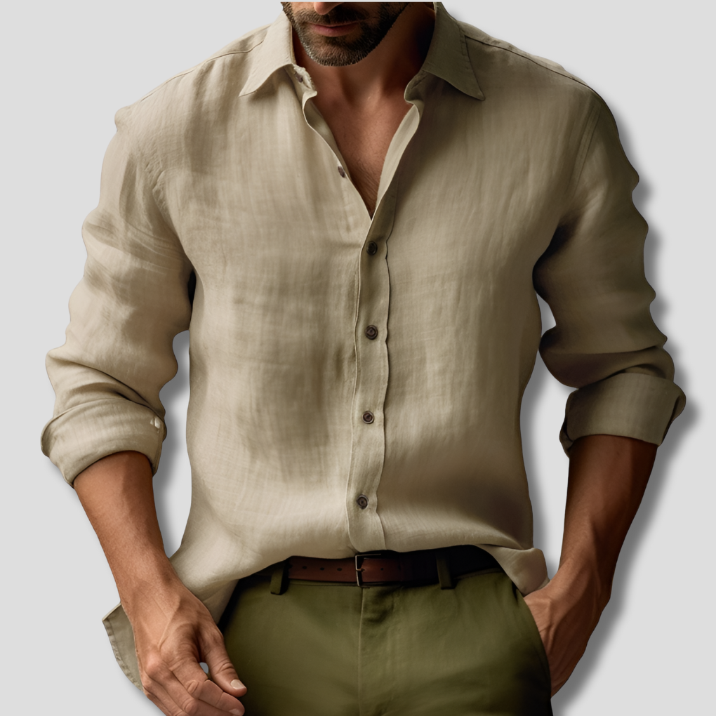 Herren-Langarmhemd aus Vintage-Leinen