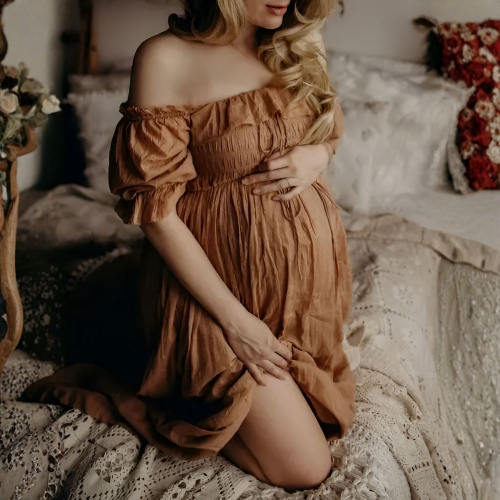 Off-Shoulder Maxi Maternity Dress