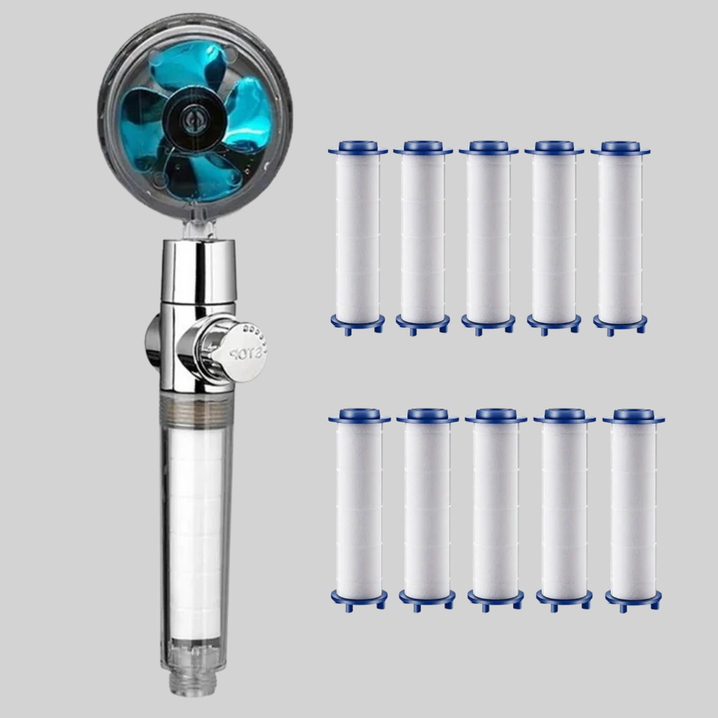 Duschkopf mit rotierendem Propeller und Hochdruck-Regeneffekt