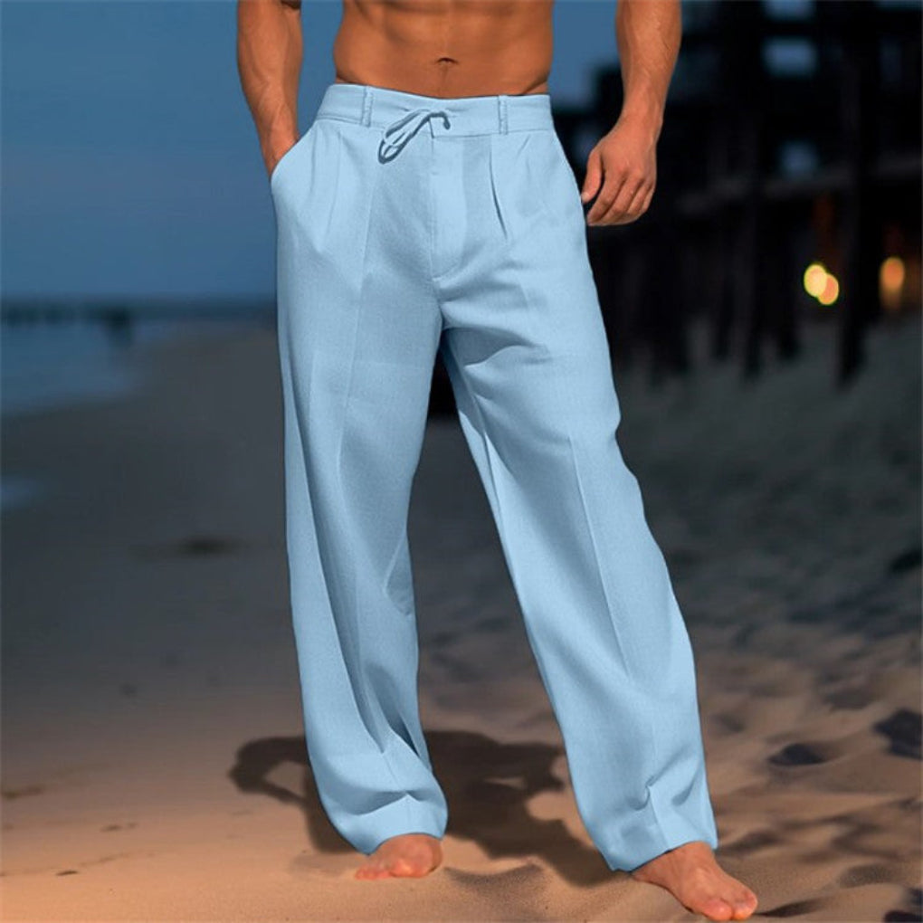 Relaxed Fit Leinenhose mit Kordelzug