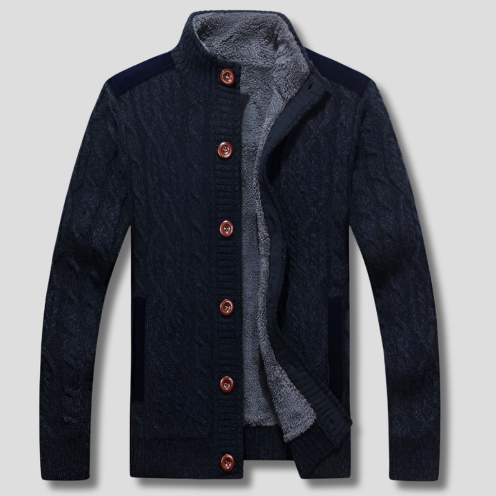 Plüschgefütterter Herren-Cardigan