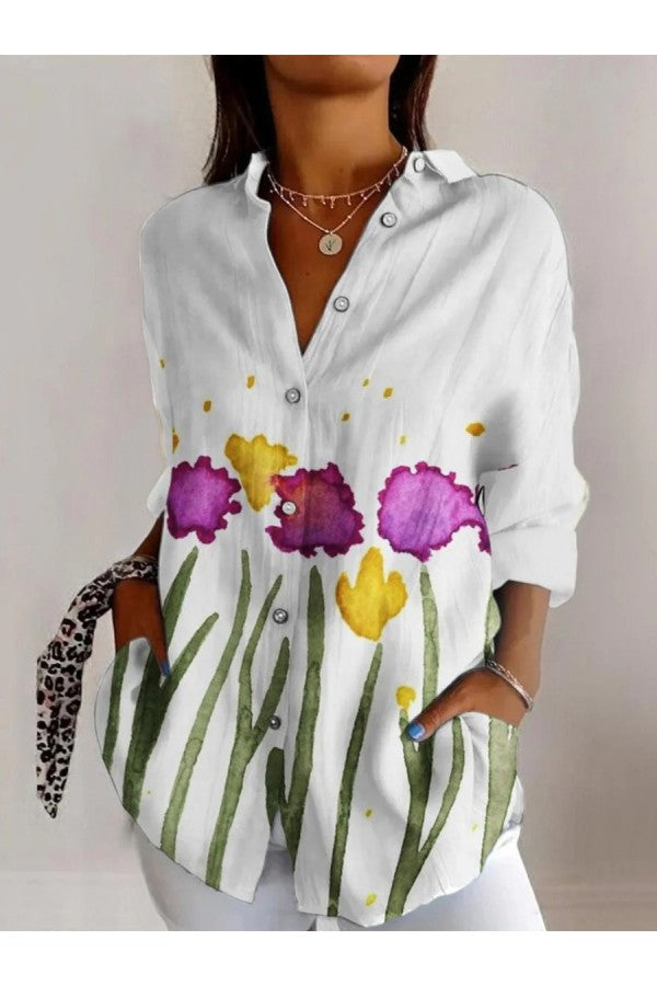 Elegante Bluse mit floralem Print und Rundhalsausschnitt