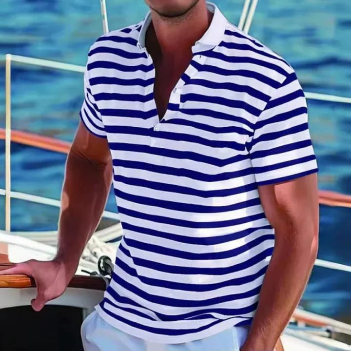 Retro-Streifen-Poloshirt für Herren
