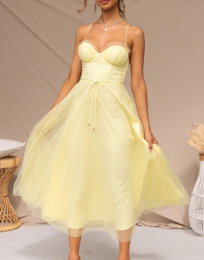 Leichtes ärmelloses Maxikleid mit V-Ausschnitt für Damen