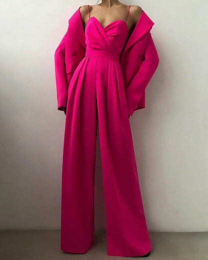 Ärmelloser Jumpsuit mit hoher Taille und weitem Bein
