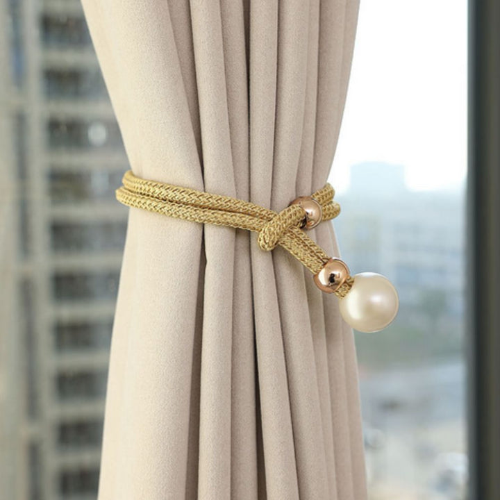 Glänzendes, elegantes 2-teiliges Set mit Perlenvorhang-Raffhalter