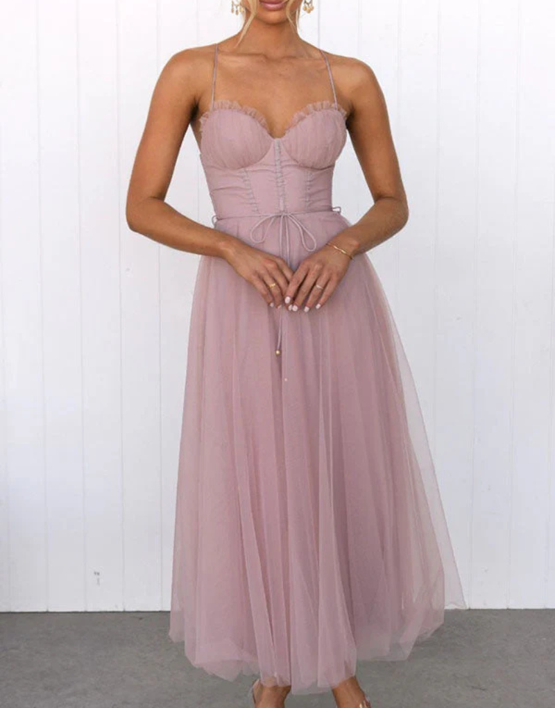 Leichtes ärmelloses Maxikleid mit V-Ausschnitt für Damen