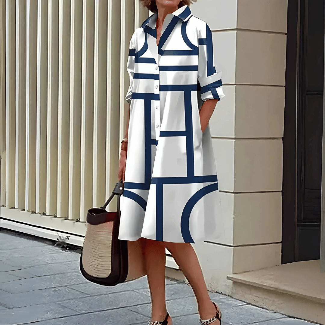 Hemdblusenkleid mit geometrischem Print für Damen