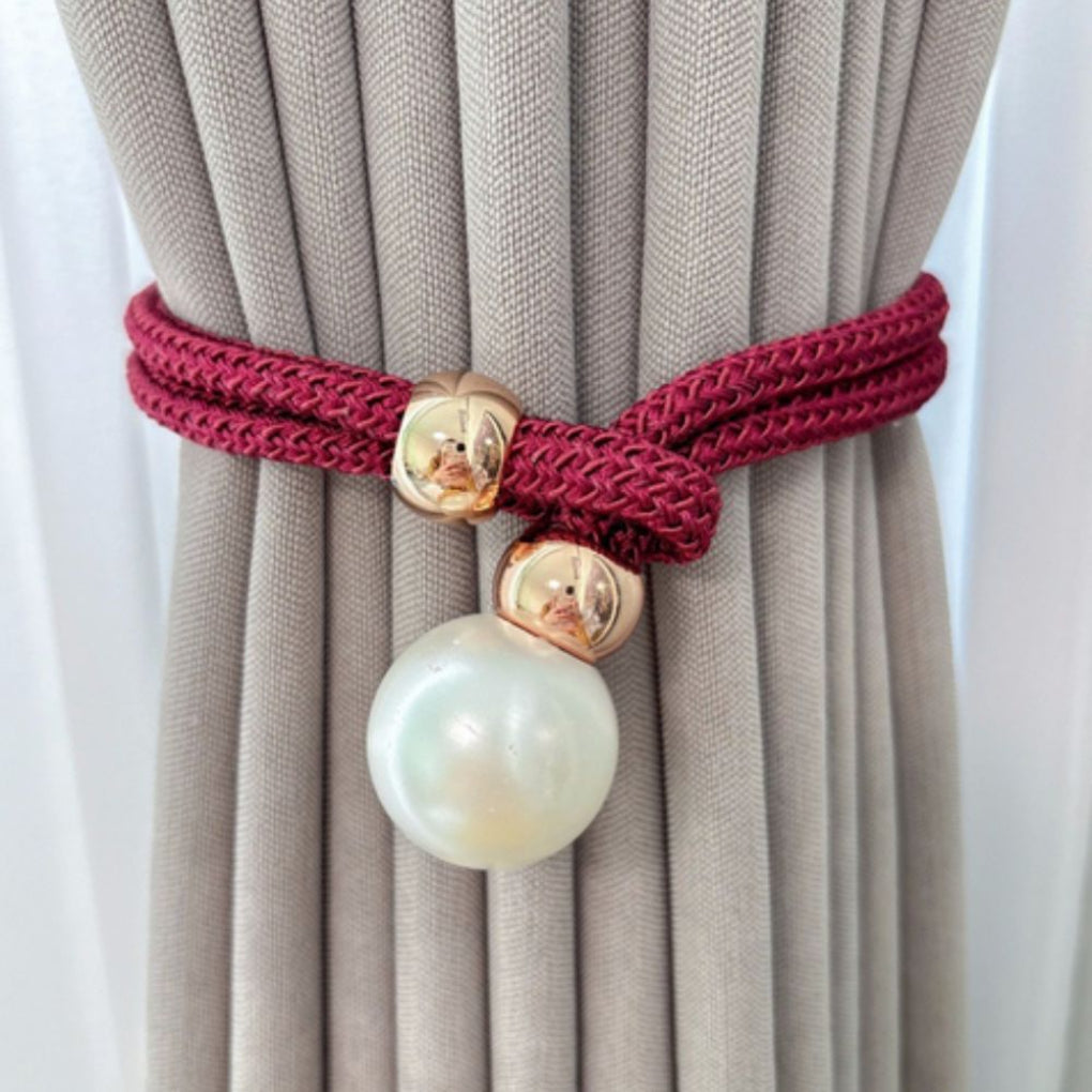 Glänzendes, elegantes 2-teiliges Set mit Perlenvorhang-Raffhalter