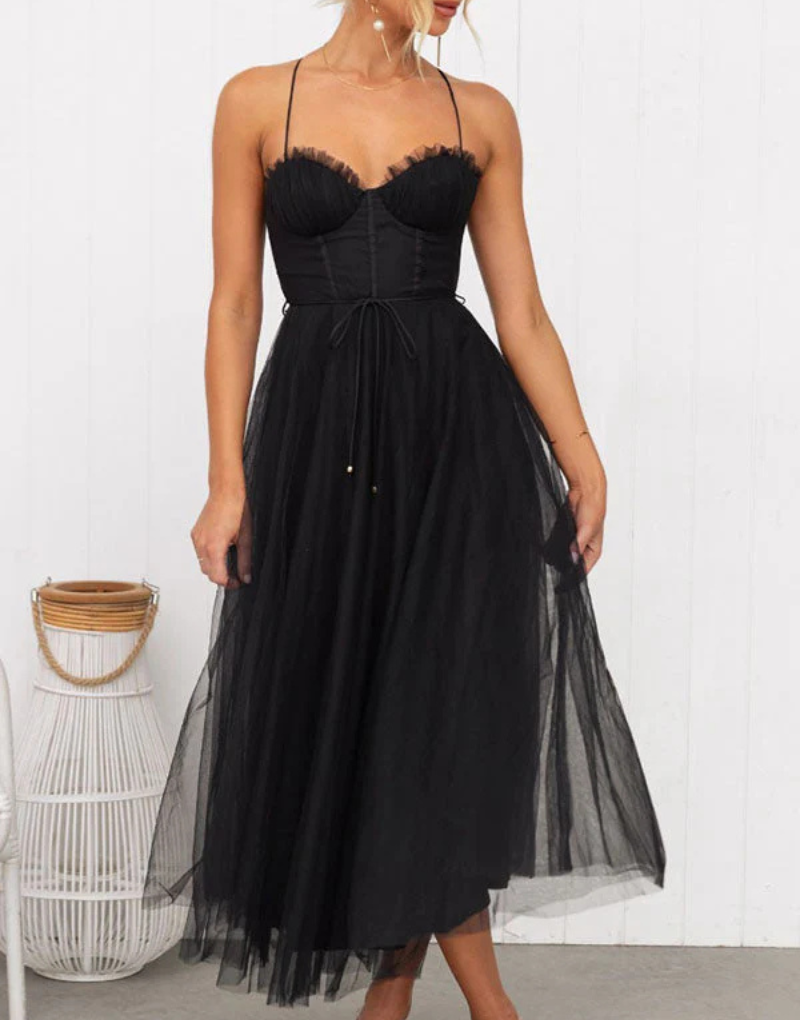 Leichtes ärmelloses Maxikleid mit V-Ausschnitt für Damen