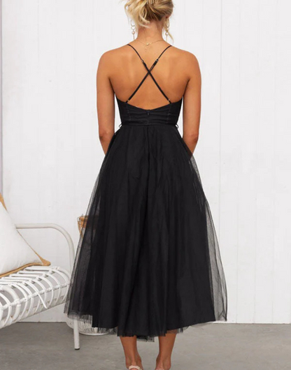 Leichtes ärmelloses Maxikleid mit V-Ausschnitt für Damen