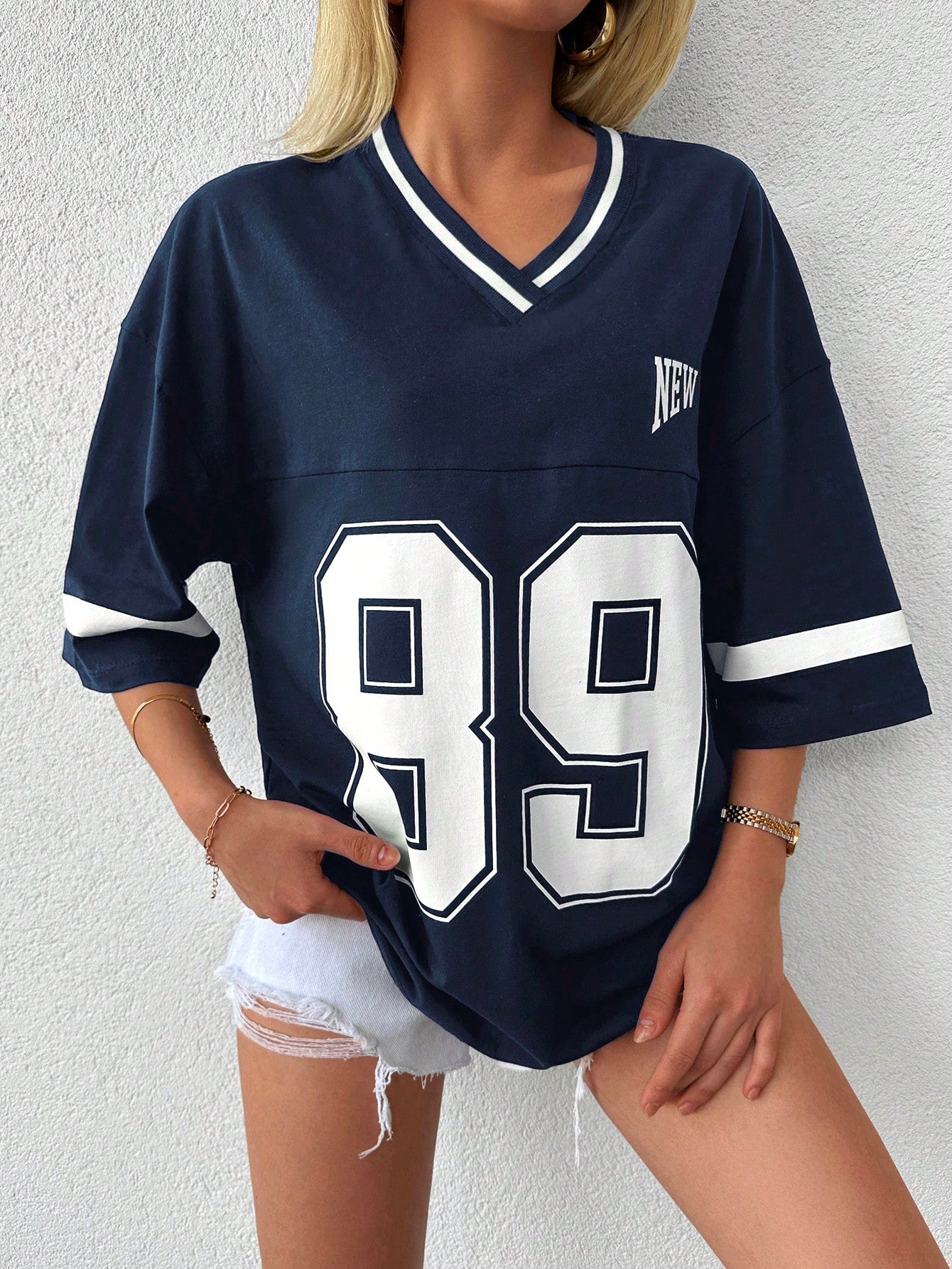 Oversized Baseball-Football-Shirt für Damen mit sportlichem Flair