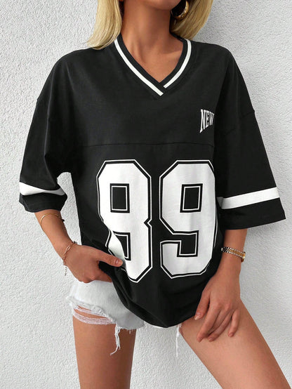 Oversized Baseball-Football-Shirt für Damen mit sportlichem Flair