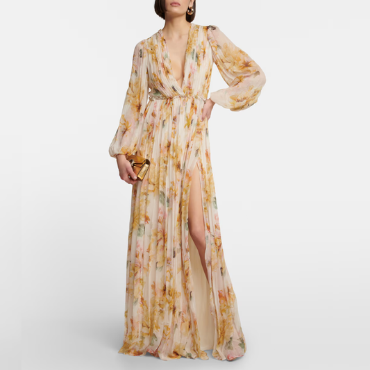 Elegantes Midi-Ballkleid aus Leinenseide für Damen