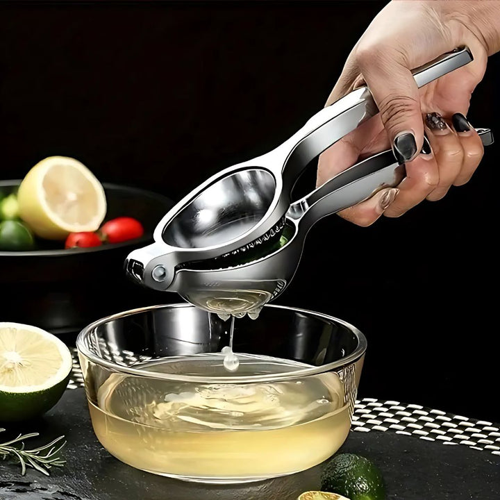 Edelstahl-Zitronenpresse mit ergonomischem Griff für müheloses Auspressen