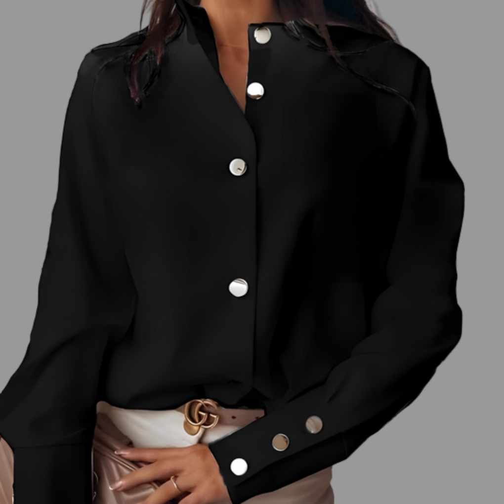 Kvinners puffeskjorte med knapper – Uformelt lag til hverdagsbruk