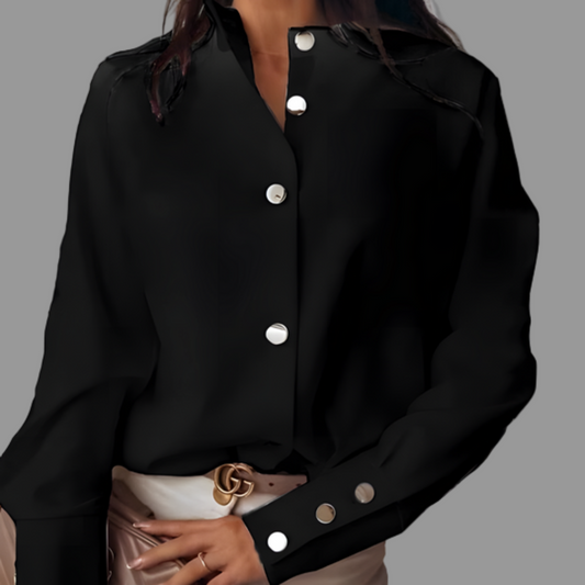 Kvinners puffeskjorte med knapper – Uformelt lag til hverdagsbruk