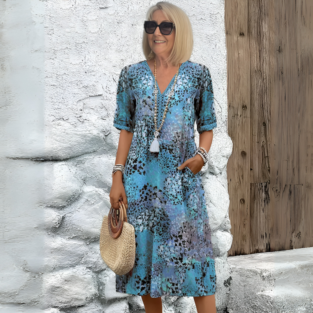 Weiches Midikleid mit V-Ausschnitt für Damen