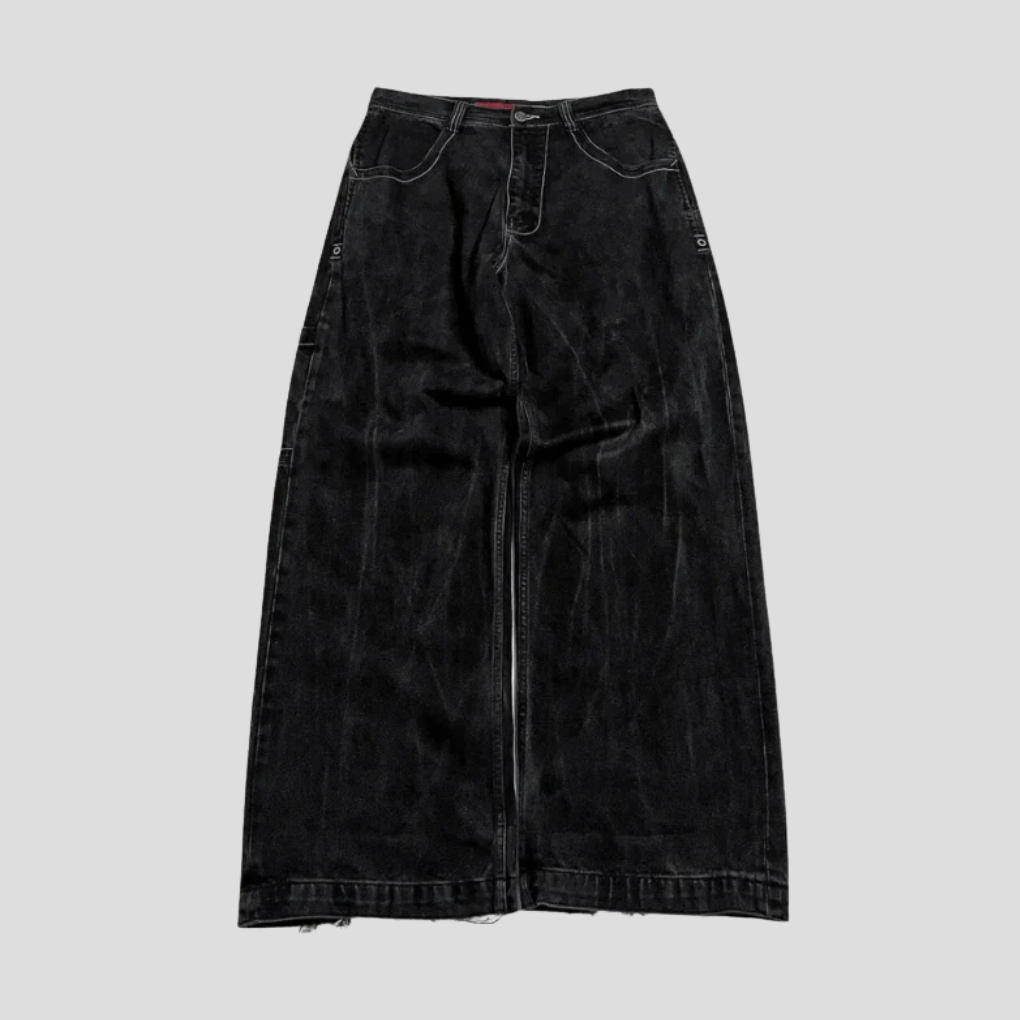 Schwarze High-Waist Baggy Jeans