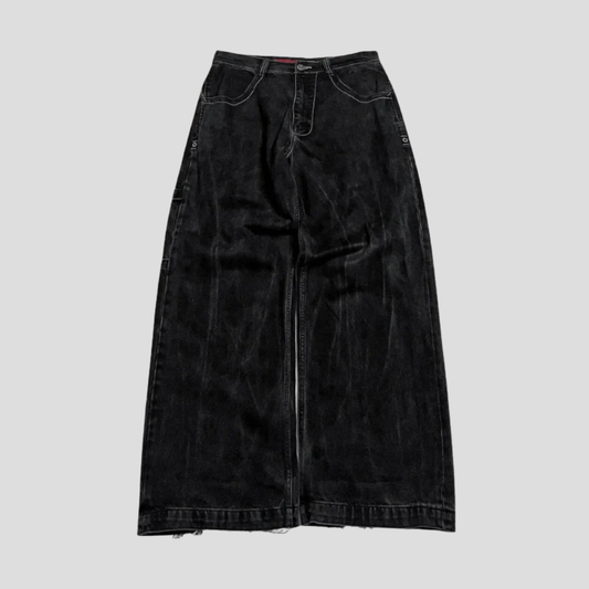 Schwarze High-Waist Baggy Jeans