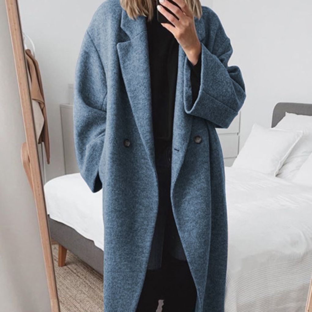 Bequemer Oversized Mantel mit Doppelknöpfen