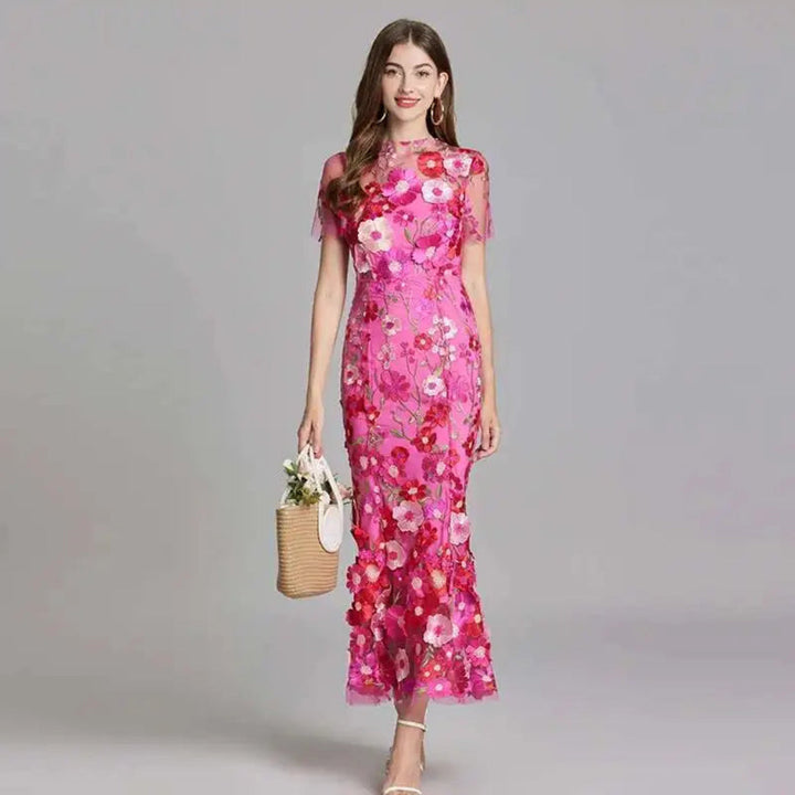 Sommerliches Ballkleid aus bestickter Spitze für Damen