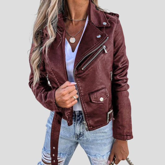 Damen-Lederjacke mit Futter