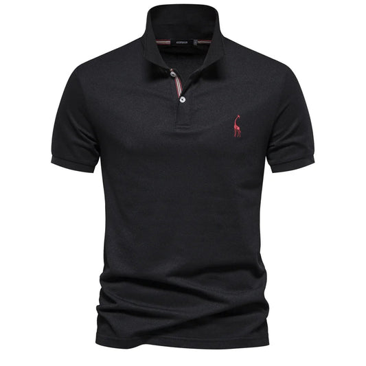 Luxuriöses Baumwoll-Poloshirt mit Hirschstickerei