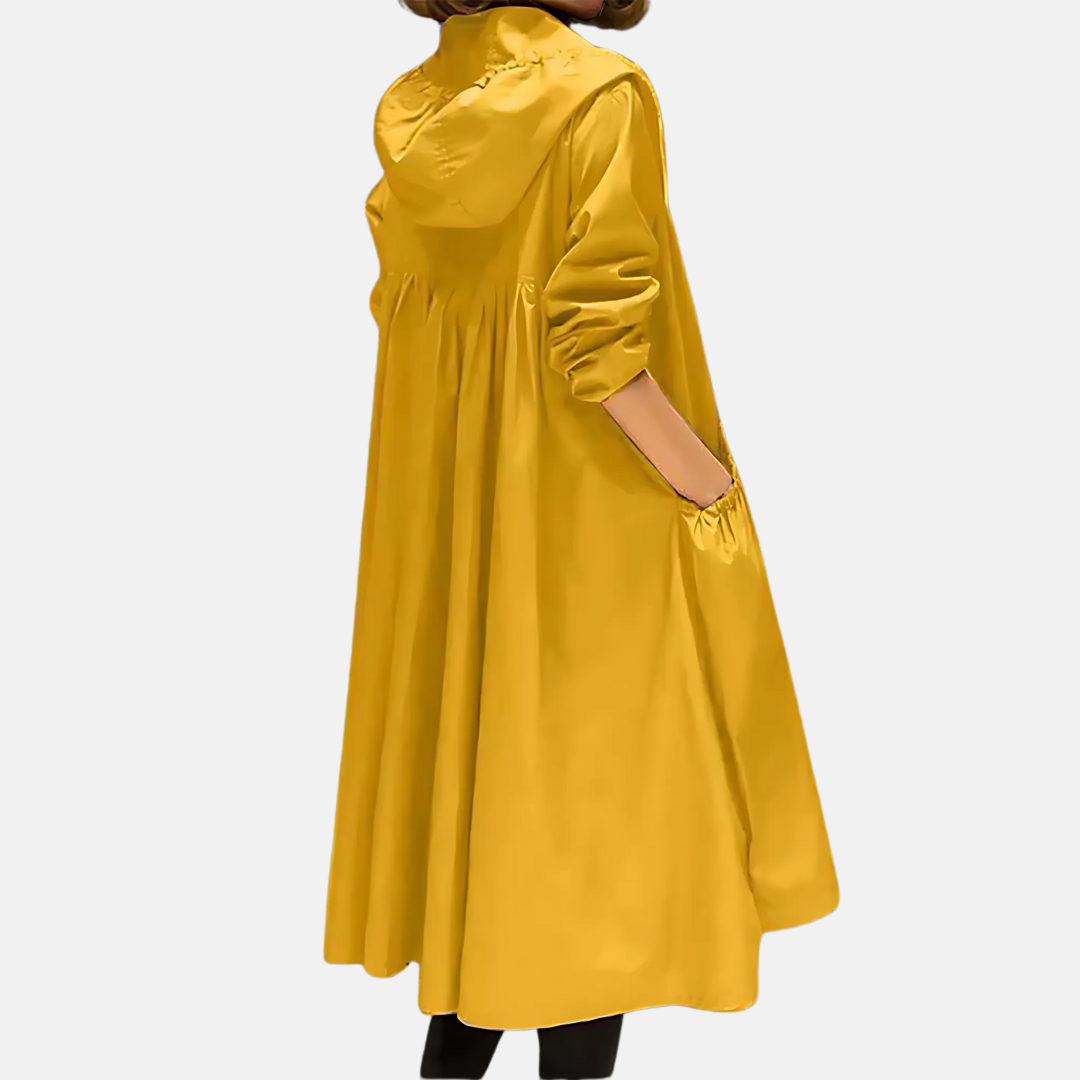 Wasserdichte knielange Kapuzenjacke für Damen