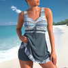 Gerafftes Tankini-Badekleid für Damen mit Aztekenmuster