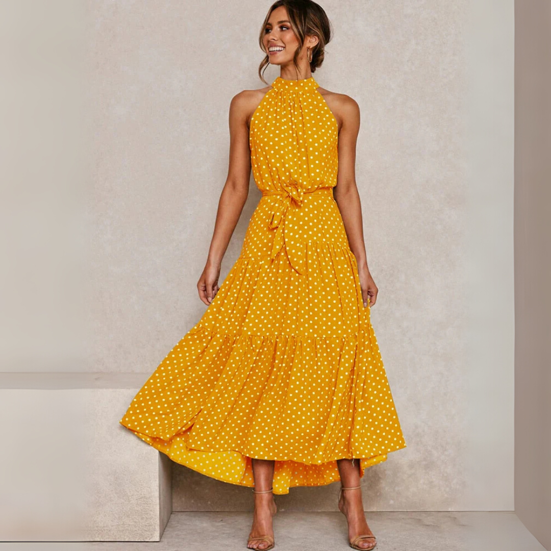 Fit-and-Flare-Midikleid mit Polka Dots