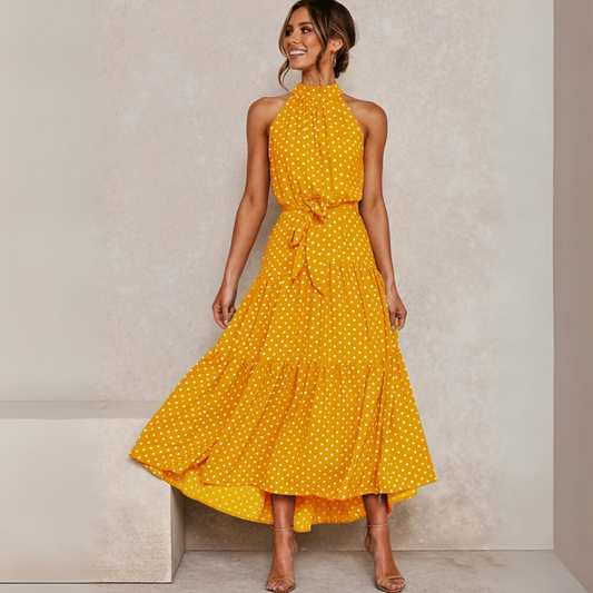 Fit-and-Flare-Midikleid mit Polka Dots