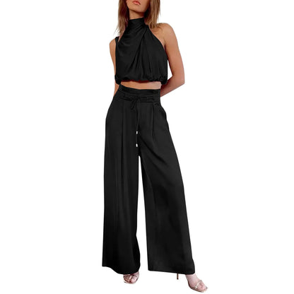 2-teiliges Sommer-Set mit Crop Top und Wide-Leg-Hose