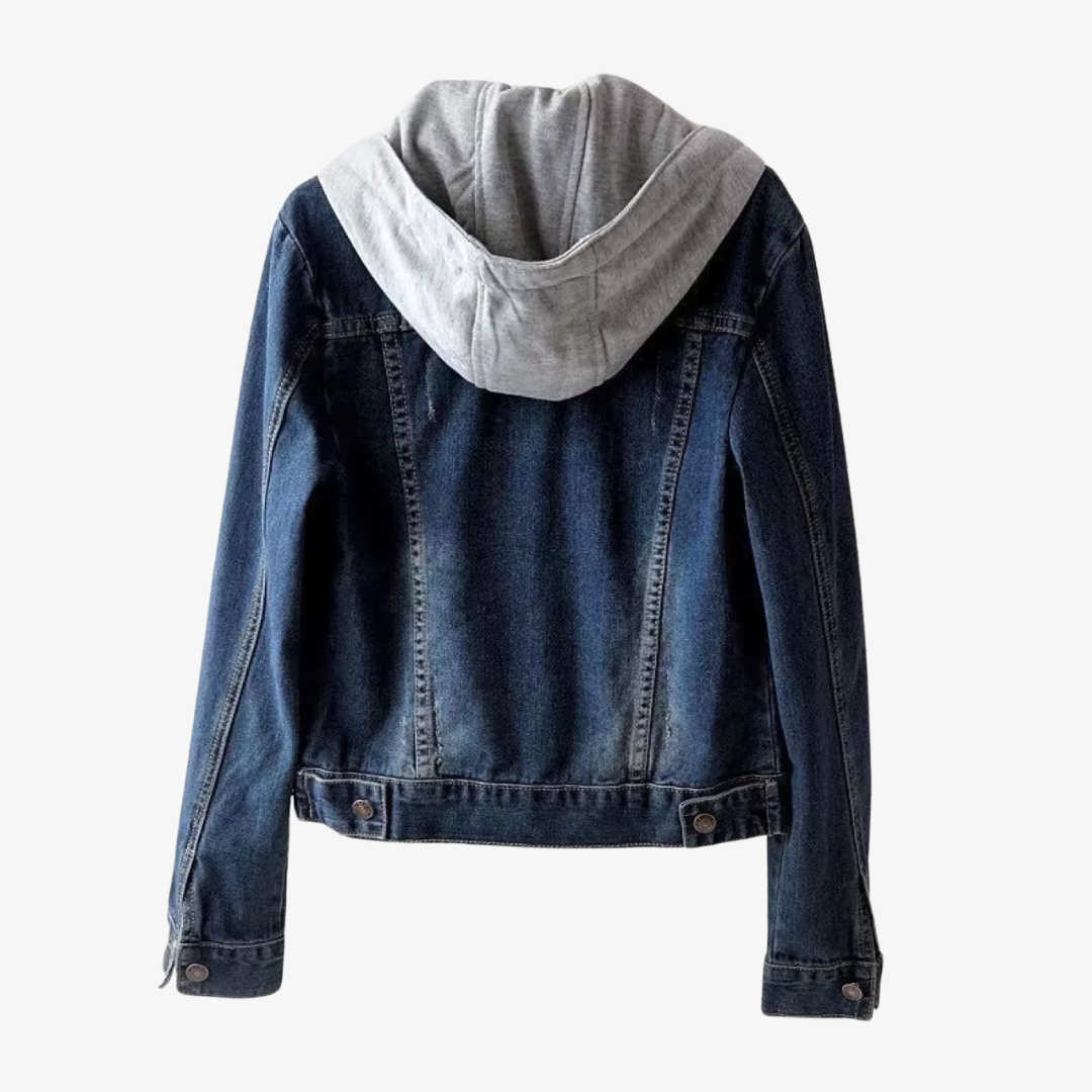Stylische Cropped-Jeansjacke mit Kapuze für Damen