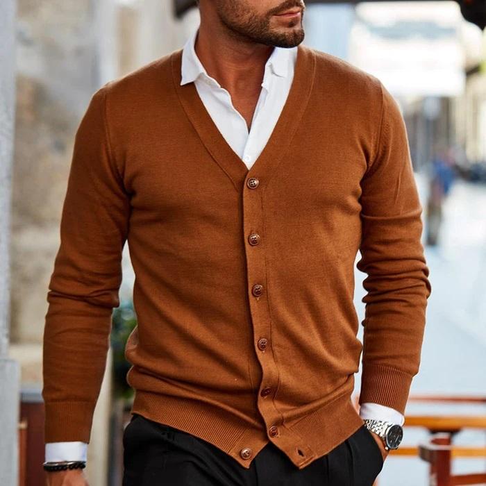 Gestrickter Cardigan-Pullover für Herren