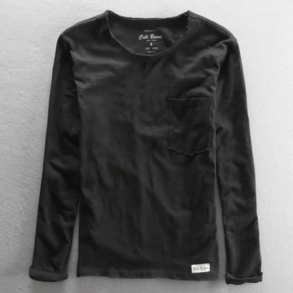 Langarmshirt aus Vintage-Baumwolle mit Rundhalsausschnitt