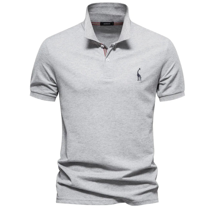 Luxuriöses Baumwoll-Poloshirt mit Hirsch Stickerei