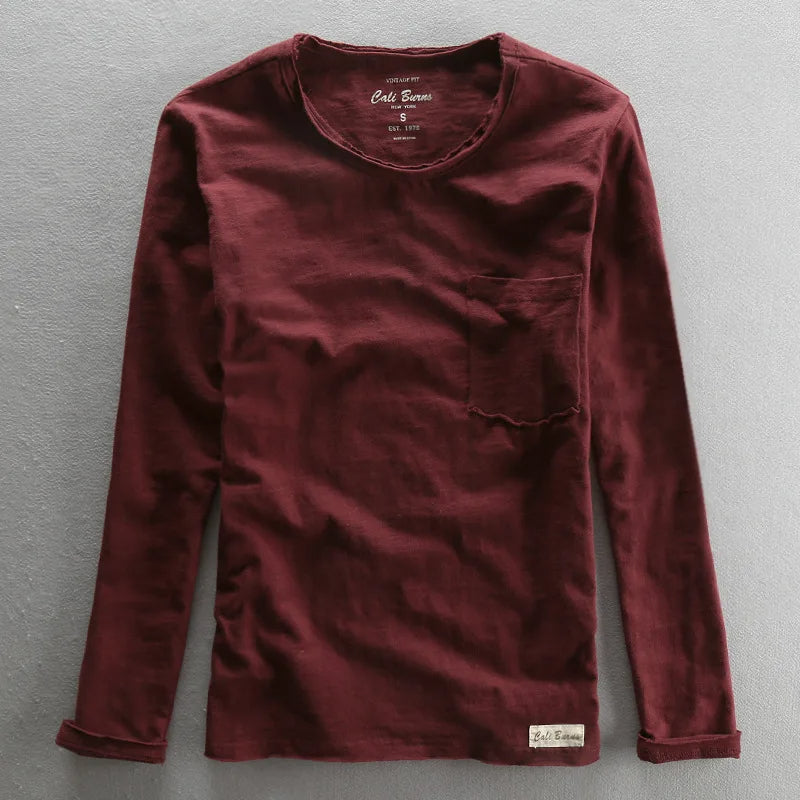 Langarmshirt aus Vintage-Baumwolle mit Rundhalsausschnitt