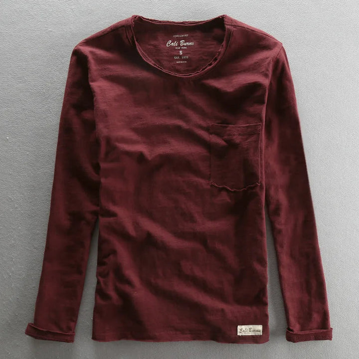 Langarmshirt aus Vintage-Baumwolle mit Rundhalsausschnitt