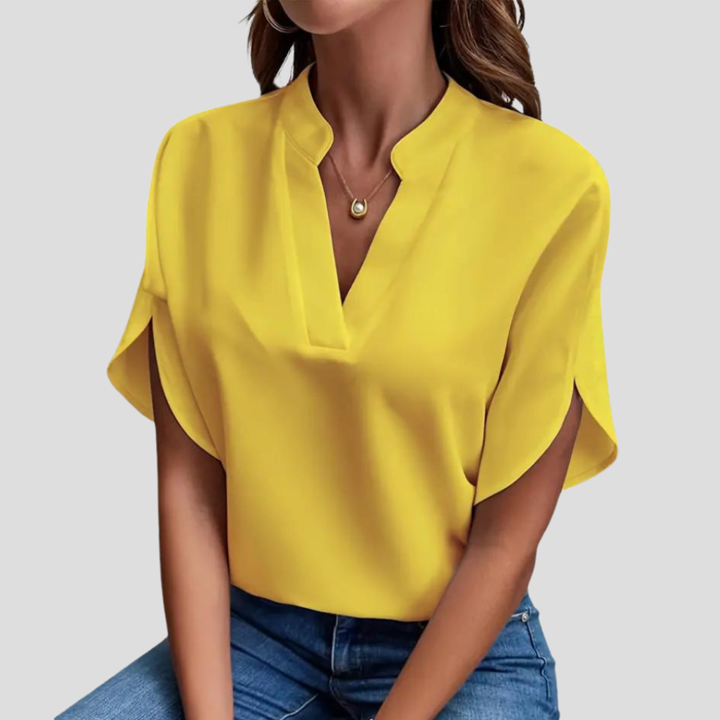 Kurzarmbluse aus leichtem, atmungsaktivem Stoff