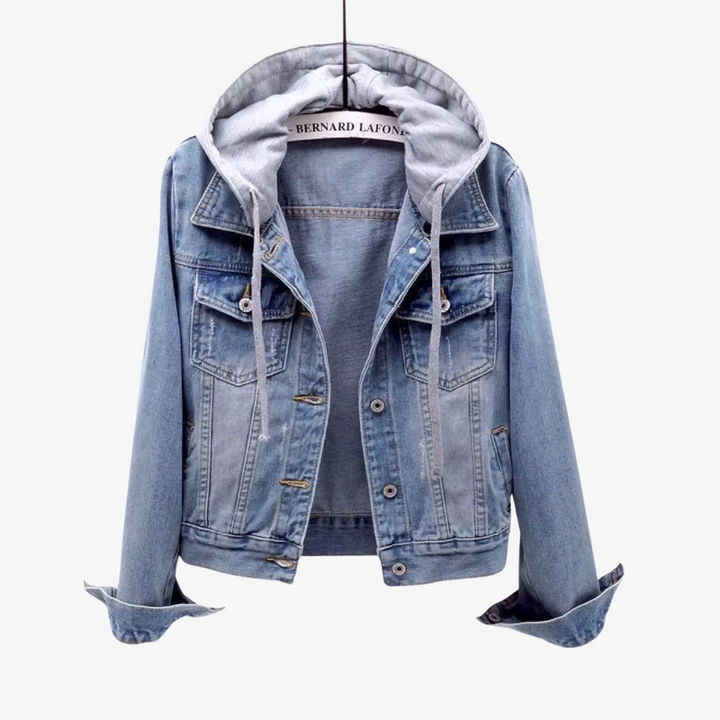 Stylische Cropped-Jeansjacke mit Kapuze für Damen